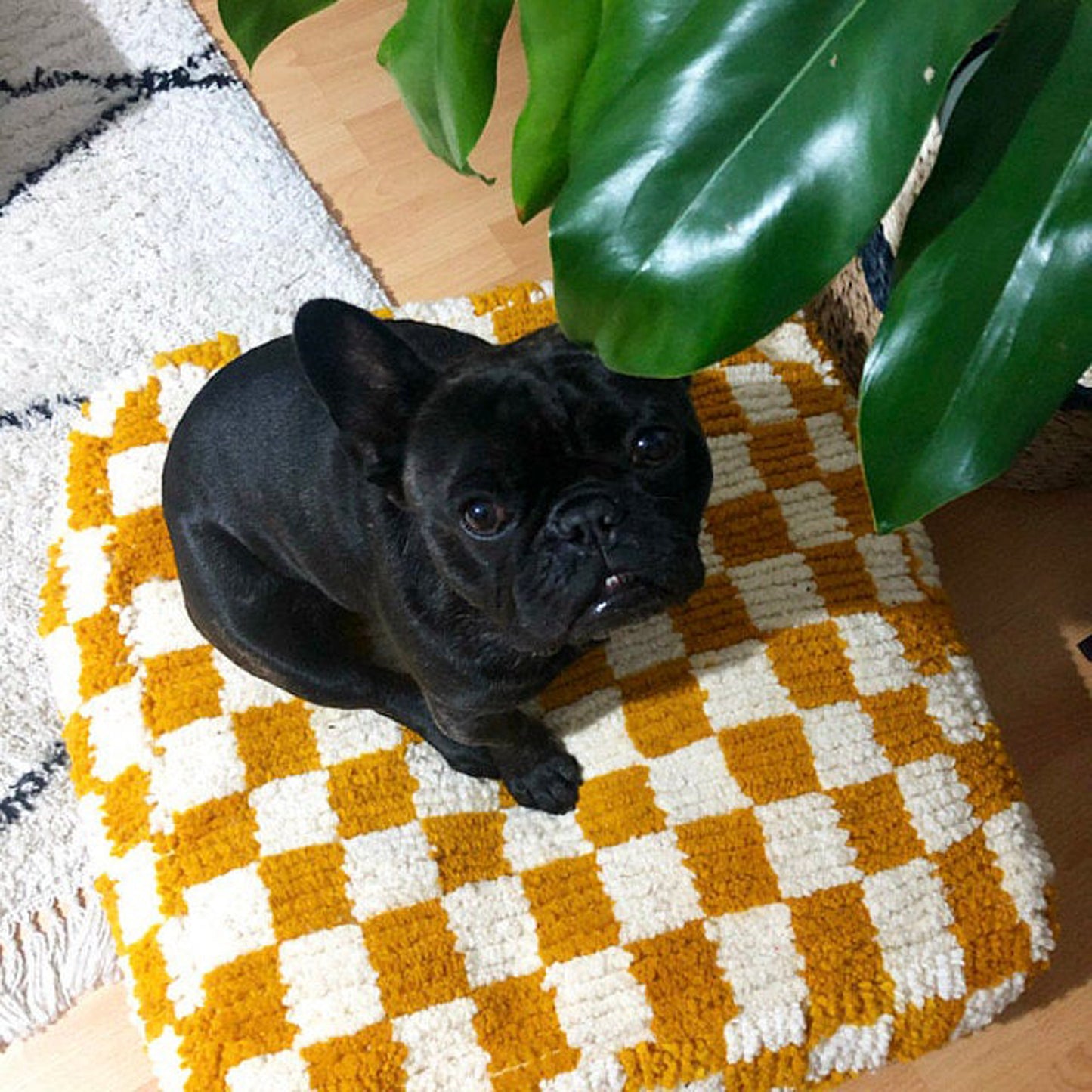 Pouf marocain, pouf carré en laine à carreaux Ottoman, cadeau pour la maison - coussin de sol à carreaux - décoration d'intérieur bohème.