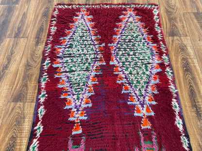 Tapis de couloir berbère tissé Azilal marocain vintage 3x9 pieds.