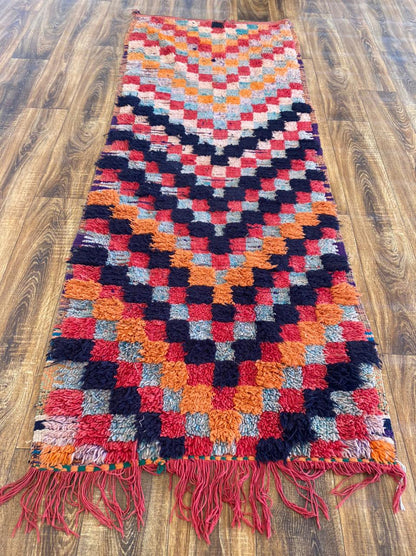 Tapis de couloir berbère tissé vintage marocain 3x7 pi.