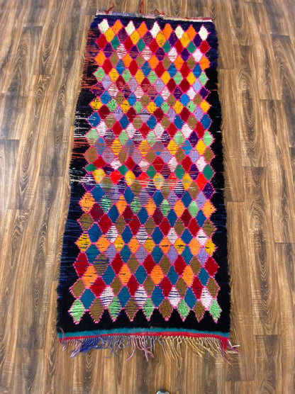 Tapis berbère vintage marocain 3x8 pieds.