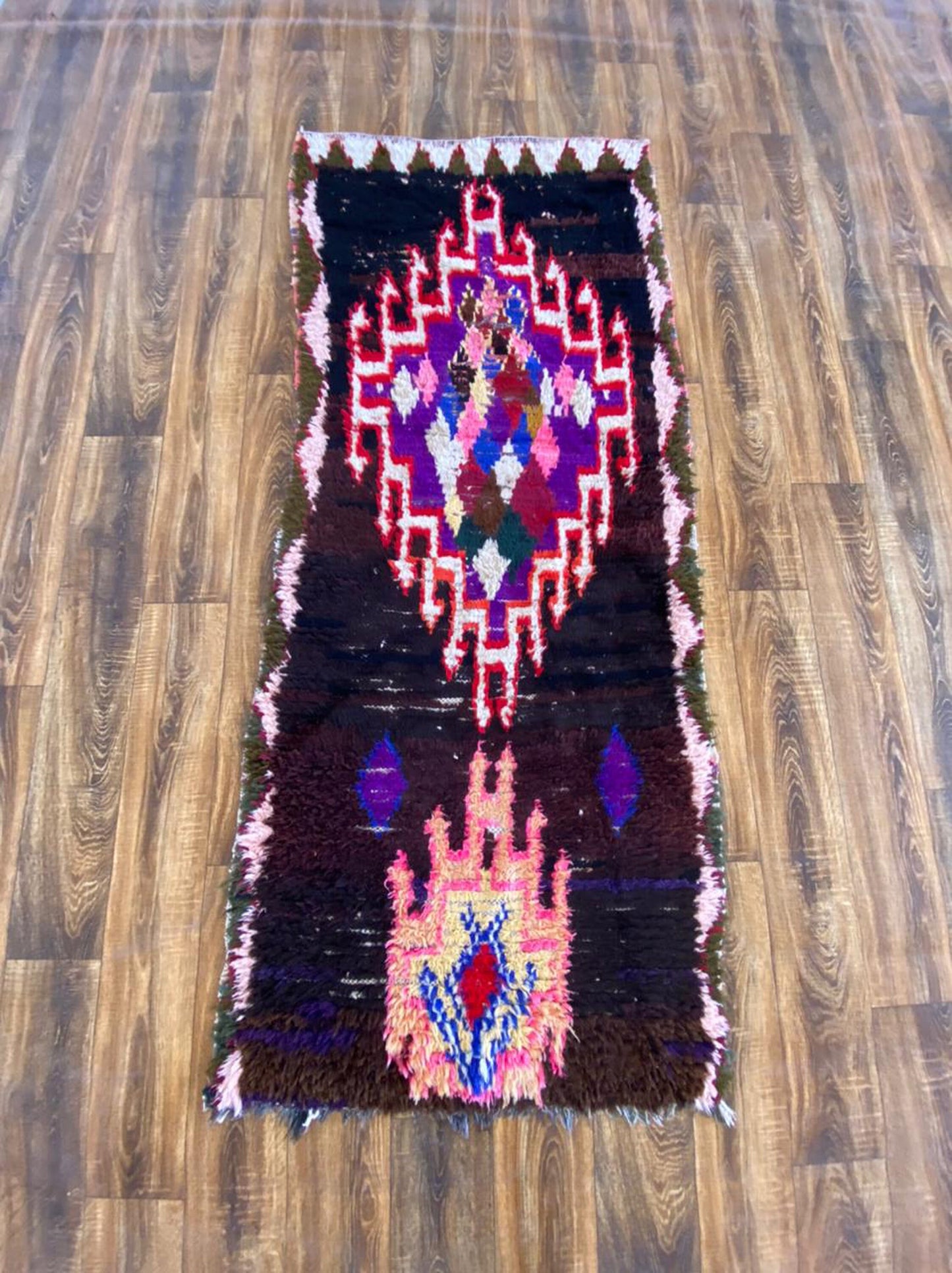 3x7 ft vintage Moroccan black rug.