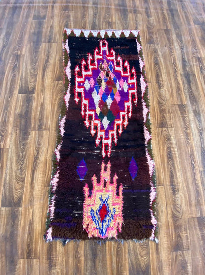 3x7 ft vintage Moroccan black rug.