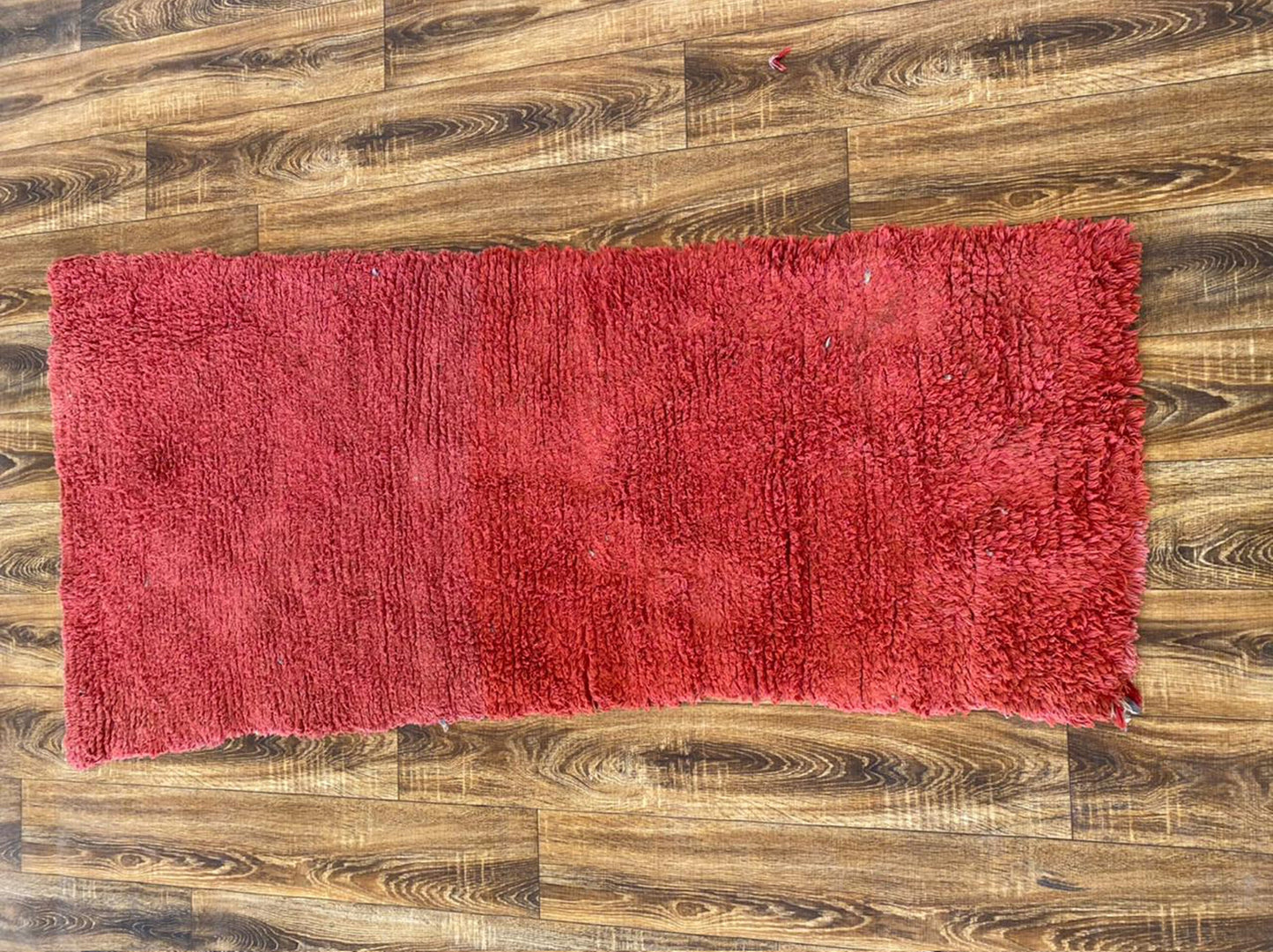 2x6 ft Moroccan vintage small red Berber woven area rug.