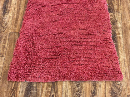 2x6 ft Moroccan vintage small red Berber woven area rug.