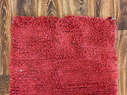 2x6 ft Moroccan vintage small red Berber woven area rug.