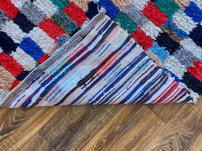 Tapis de couloir étroit vintage à carreaux marocains 3x8.