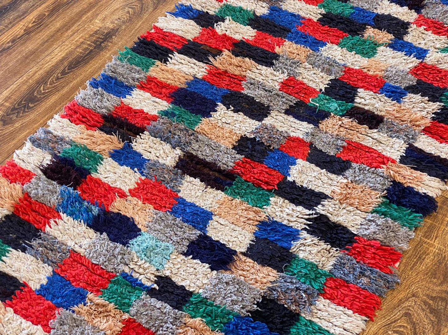 Tapis de couloir étroit vintage à carreaux marocains 3x8.