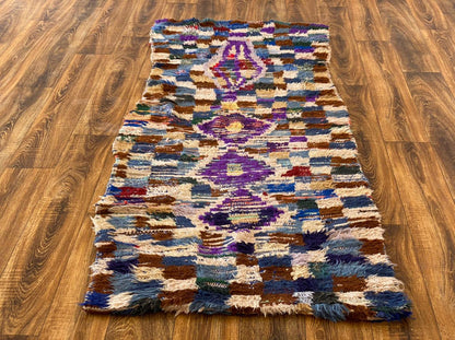 Tapis de couloir berbère marocain à carreaux étroits 3x7.