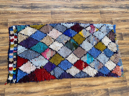 Tapis marocain tissé à la main coloré en forme de diamant 3x6.