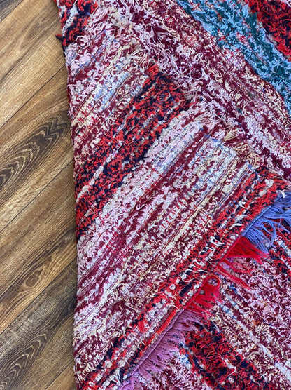 4x9 Moroccan Berber striped colorful large area Rug.