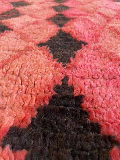 Grand tapis tissé à losanges berbère marocain vintage 4x7 4x7.