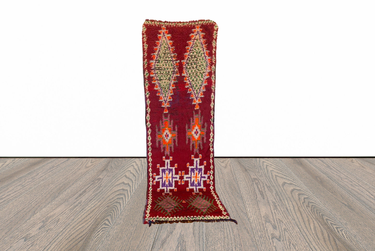 Tapis de couloir berbère tissé Azilal marocain vintage 3x9 pieds.