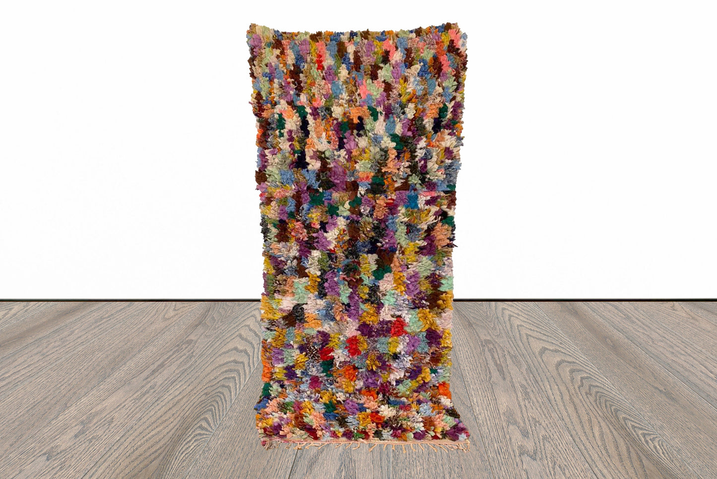 Tapis Boucherouite, tapis vintage marocain, 3x7 FT.