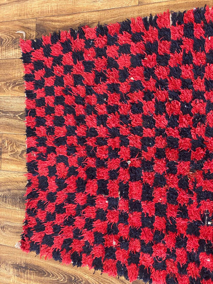 3x10 ft Moroccan checkered runner rug.