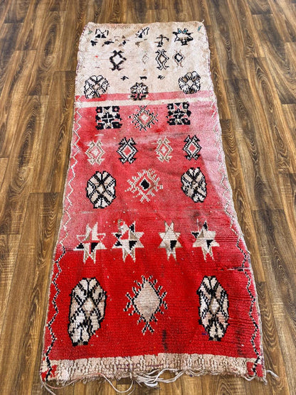 Tapis tissé marocain vintage 3x8 pieds.