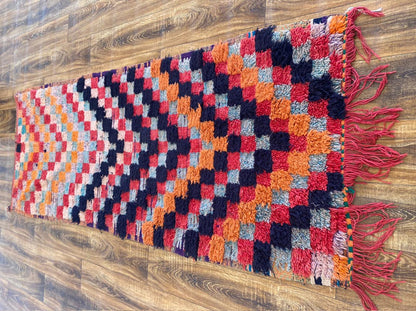 Tapis de couloir berbère tissé vintage marocain 3x7 pi.