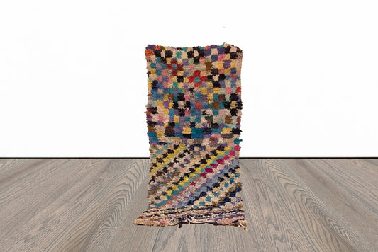 2x6 ft Boucherouite Moroccan small area rug.