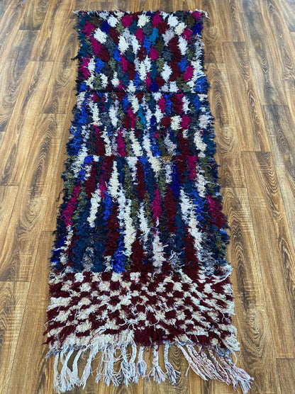 Tapis berbère vintage marocain 3x8 pi.