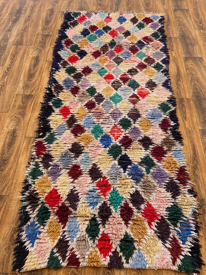 Tapis de couloir marocain berbère coloré 3x10 pi.