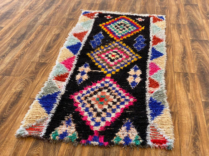 Tapis marocain tissé coloré 3x7 pi.