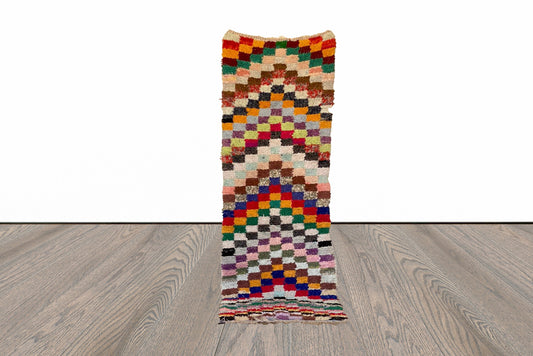 Tapis de couloir marocain Boucherouite 3x9 pi.