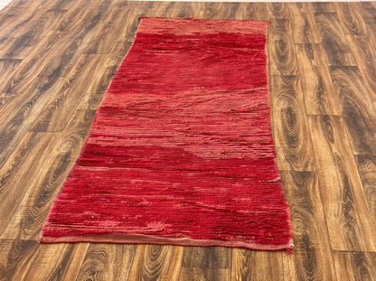 Tapis de couloir marocain vintage rouge 3x6 pi.