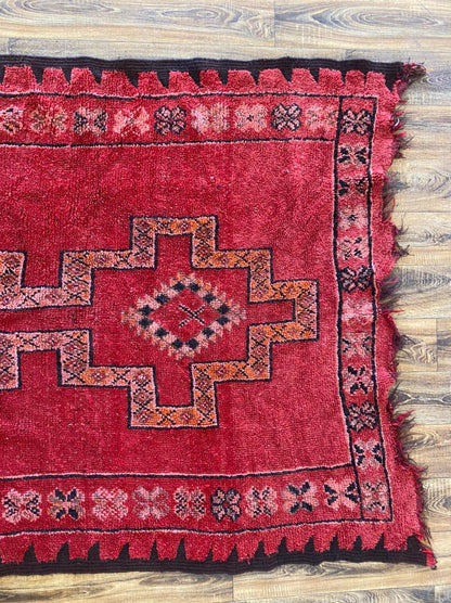 Vintage red large Moroccan rug 5x13 ft.