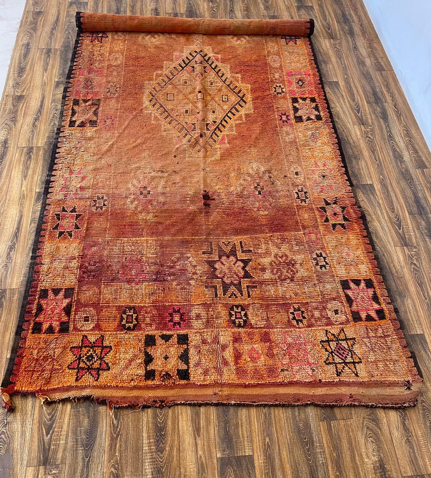 Grand tapis berbère marocain de 7x13 pieds.