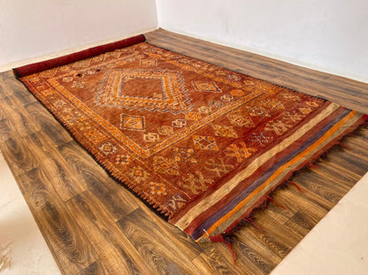 Tapis marocain tissé vintage 6x15 pieds.