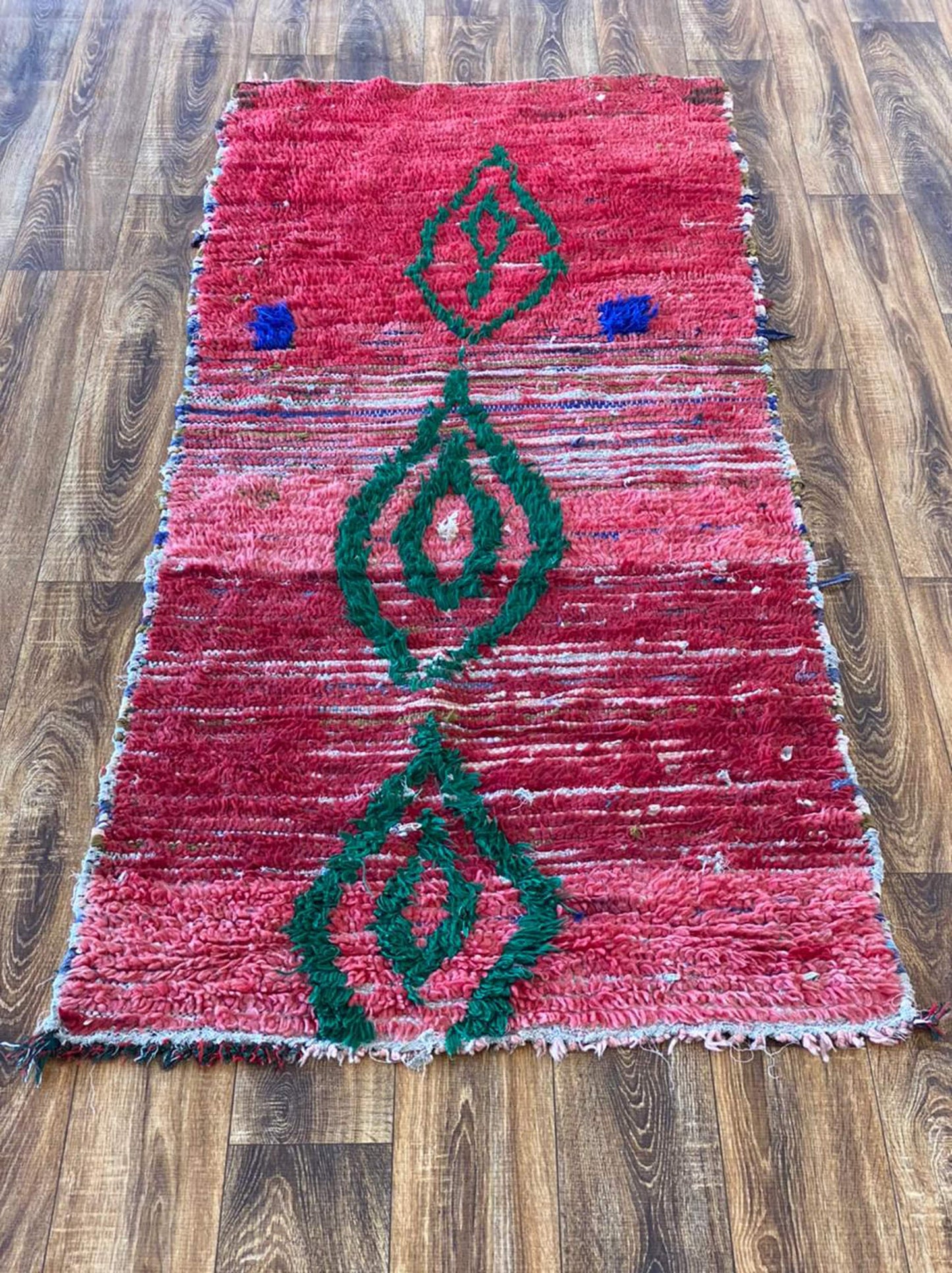 Tapis marocain vintage rouge, tapis berbère uniques 3x7.