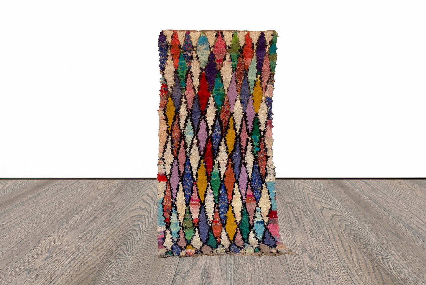 Moroccan Boucherouite  colorful rug 3x6 ft.