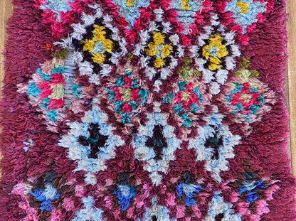 Tapis de couloir étroit en forme de diamant, 3 x 6, tapis marocain vintage tissé à la main.