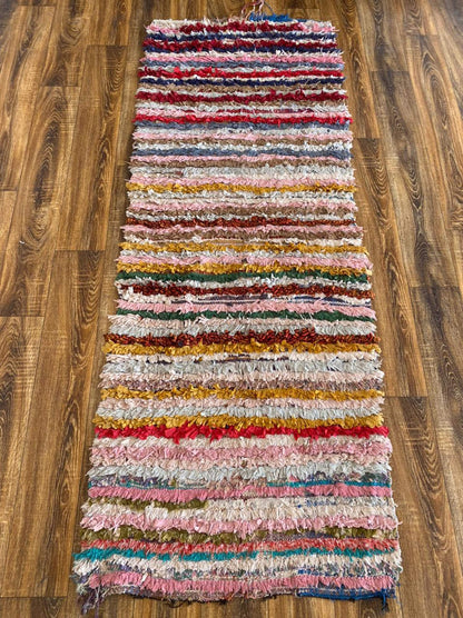 Tapis de couloir rayé marocain 3x7 pieds.