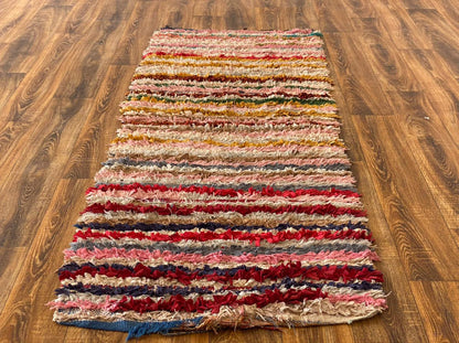 Tapis de couloir rayé marocain 3x7 pieds.