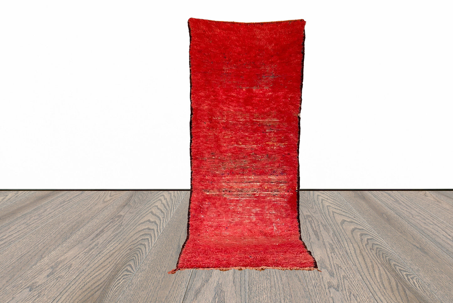 Tapis de couloir marocain vintage rouge 3x9 pieds.