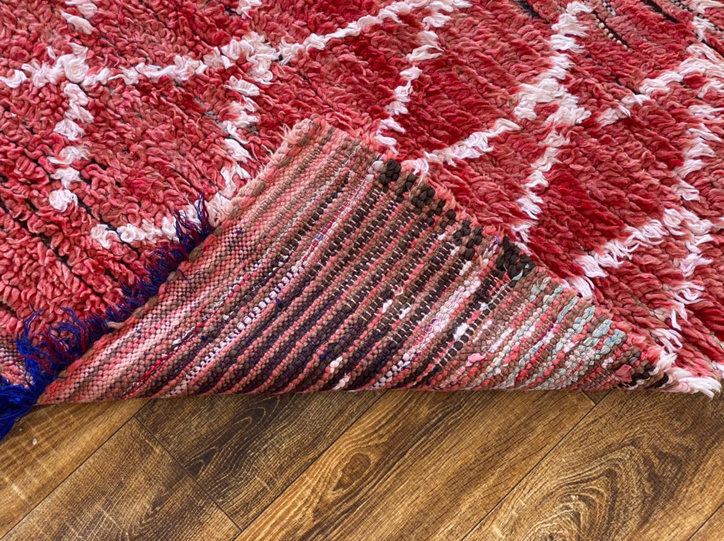 Tapis de couloir vintage marocain rouge 3x8, tapis berbères tissés tribaux.