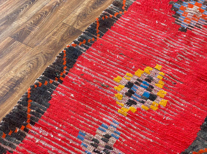 Tapis de couloir étroit berbère rouge marocain 3x9.