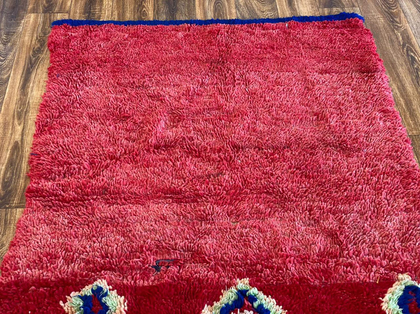 Tapis berbère marocain en laine, 4x7, grand tapis tissé vintage rouge.