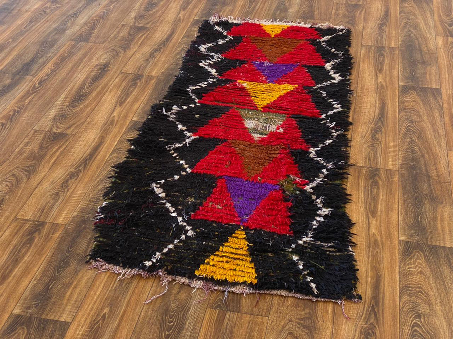 Tapis de couloir étroit coloré berbère marocain 3x6.