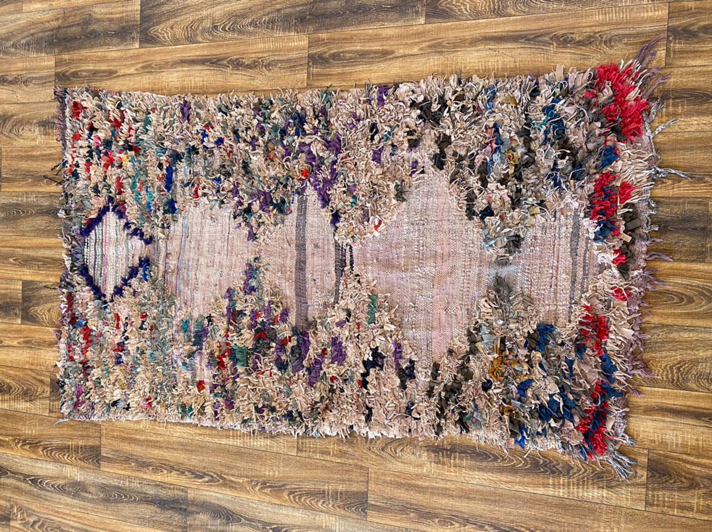 Boucherouite Moroccan area rug 3x6 ft.