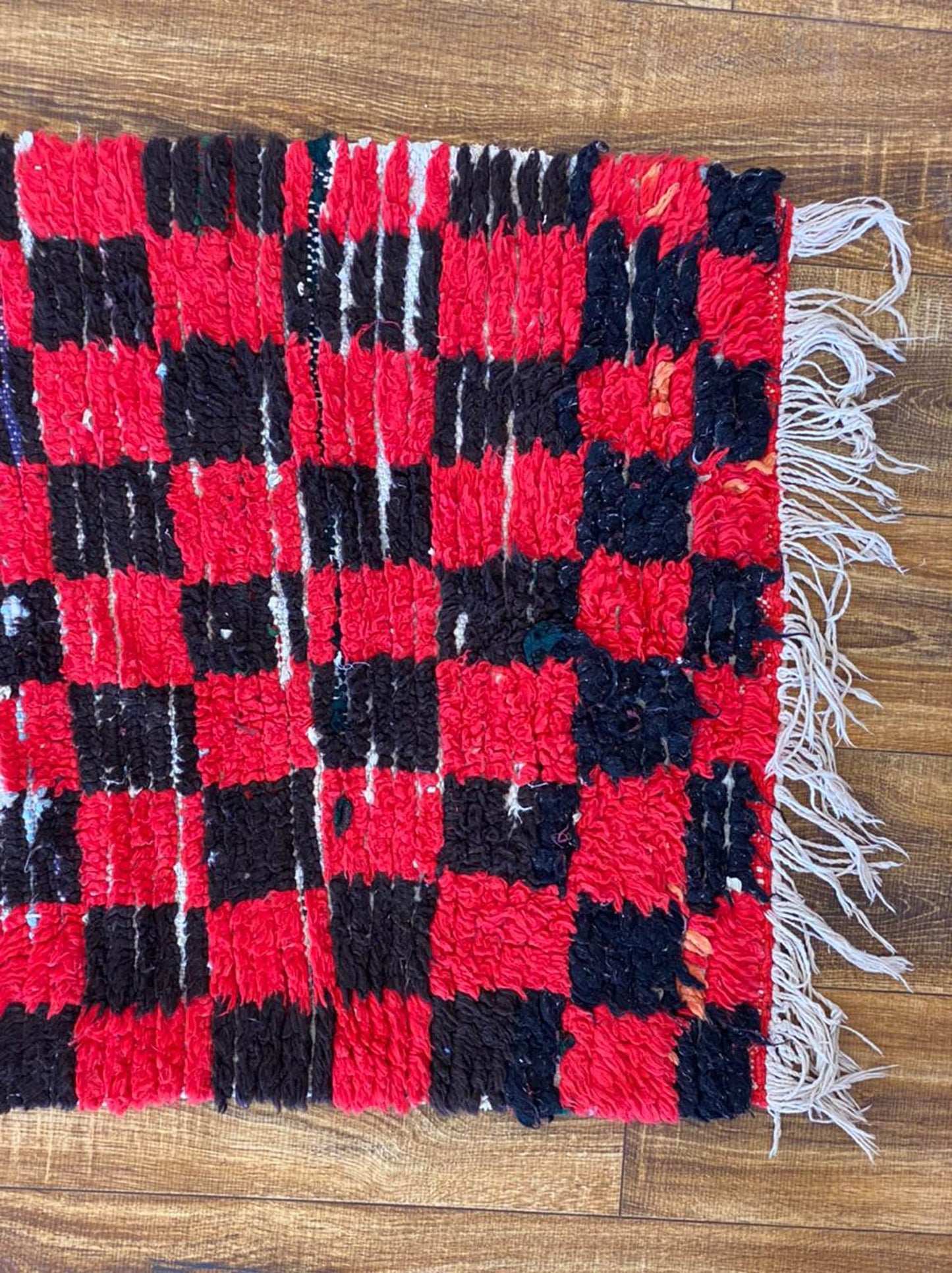 Moroccan checkered Berber runner rug 2x10 ft.