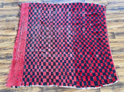 6x7 ft Moroccan vintage checkered rug.