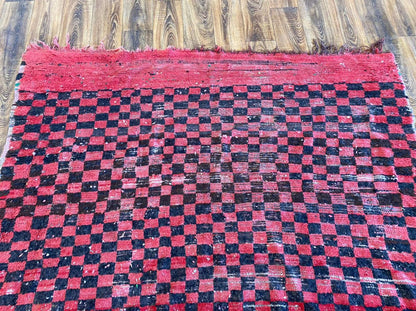 6x7 ft Moroccan vintage checkered rug.