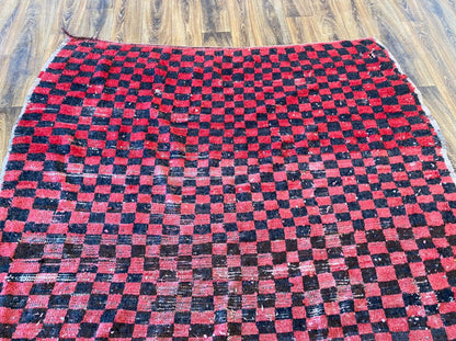 6x7 ft Moroccan vintage checkered rug.