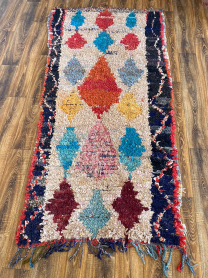 Tapis marocain coloré Boucherouite 4x8 pi.