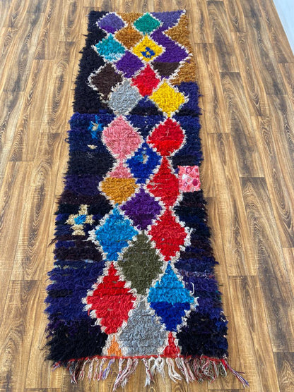 Tapis de couloir berbère coloré marocain 3x9 pieds.