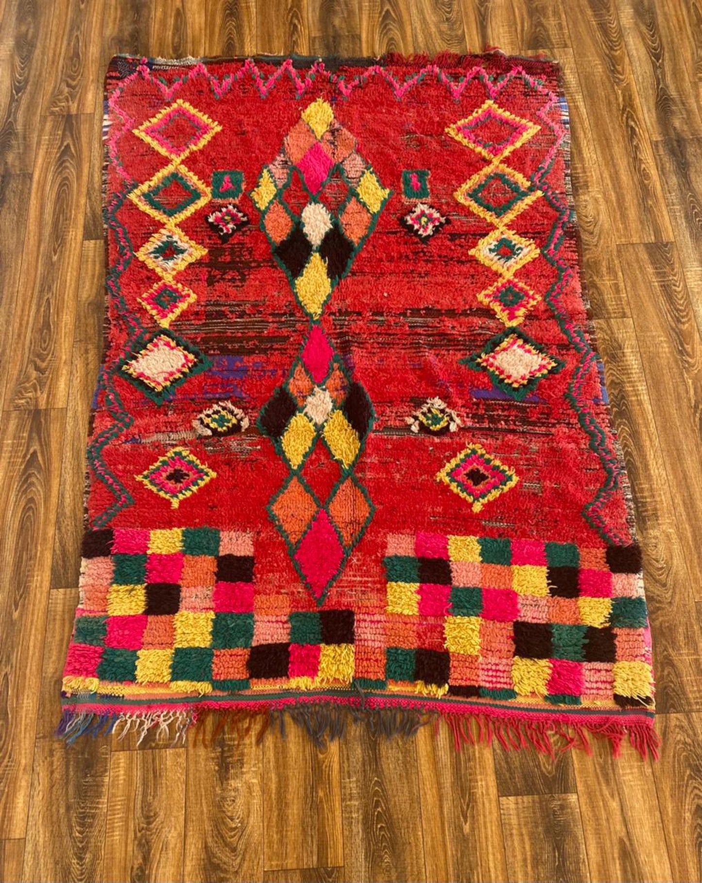 4x6 ft Moroccan Berber colorful rug.