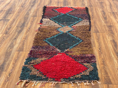 Tapis de couloir marocain coloré 3x7 pieds.