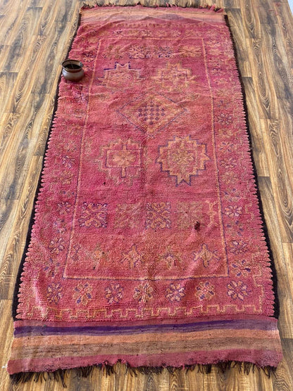 Grand tapis tissé vintage marocain 5x10 pieds.