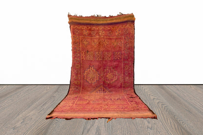 Grand tapis tissé vintage marocain 5x10 pieds.